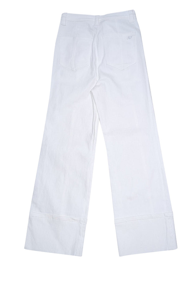 Current Boutique-Cinq a Sept - White Button Up High Rise Wide Leg w/ Cuff Pant Sz 2