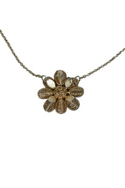 Current Boutique-Claudia Lobau - Gold Chain Large Flower Pendant Necklace