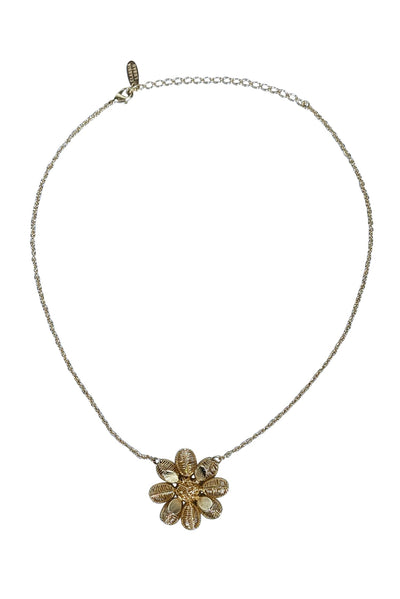 Current Boutique-Claudia Lobau - Gold Chain Large Flower Pendant Necklace