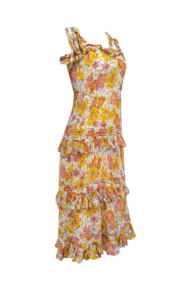 Current Boutique-Cleobella - Yellow & Pink Floral Print Sleeveless Dress Sz XS