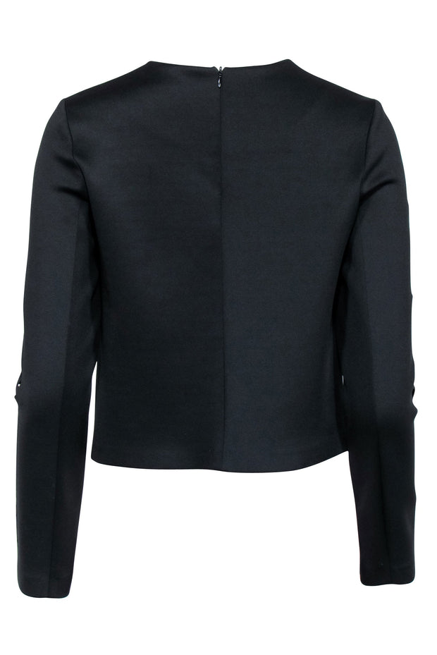 Current Boutique-Clover Canyon - Black Long Sleeve Crop Shirt w/ Lase Cut Print Sz S