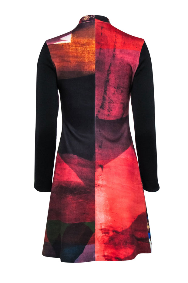 Current Boutique-Clover Canyon - Brown Floral Print Long Sleeve Scuba Zipper Front Dress Sz S