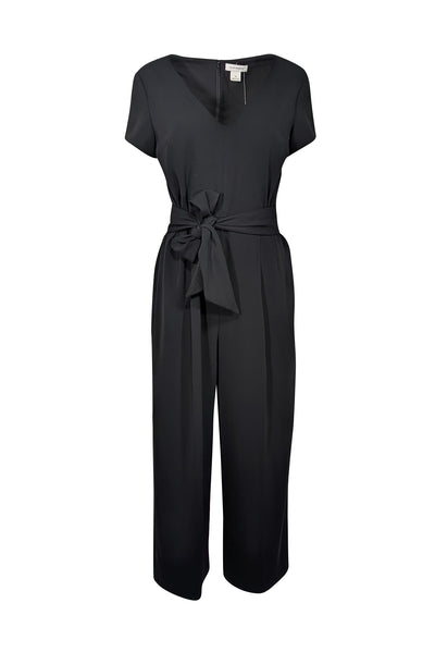 Current Boutique-Club Monaco - Black Short Sleeve w/ Waist Tie Jumpsuit Sz 10