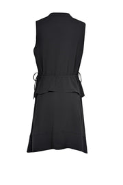 Current Boutique-Club Monaco - Black Sleeveless V-Neckline Drawstring Waist Dress Sz 12