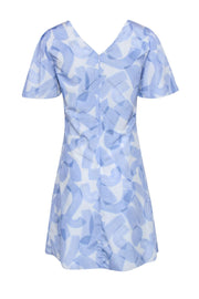Current Boutique-Club Monaco - Blue & White Geometric Print Short Sleeve Dress Sz 4