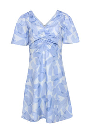 Current Boutique-Club Monaco - Blue & White Geometric Print Short Sleeve Dress Sz 4