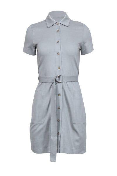 Current Boutique-Club Monaco - Sage Green Knit Short Sleeve Waist Sash Dress Sz S
