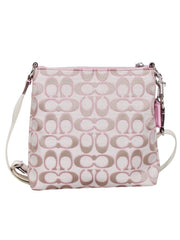 Current Boutique-Coach - Beige & Pink Poppy Logo Canvas Crossbody Bag