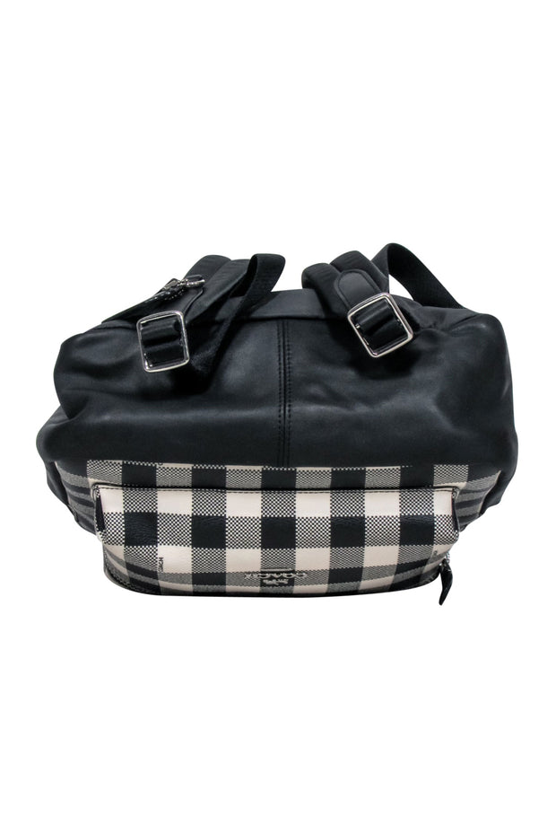 Current Boutique-Coach - Black & Cream Gingham Coated Canvas "Charlie" Backpack