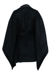 Current Boutique-Coach - Black & Grey Wool Blend Double Face Cape Sz M/L