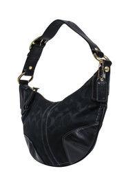 Current Boutique-Coach - Black Monogram Shoulder Bag w/ Leather Trim