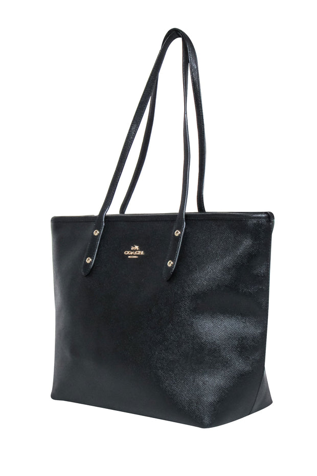 Current Boutique-Coach - Black Pebbled Leather Tote Bag