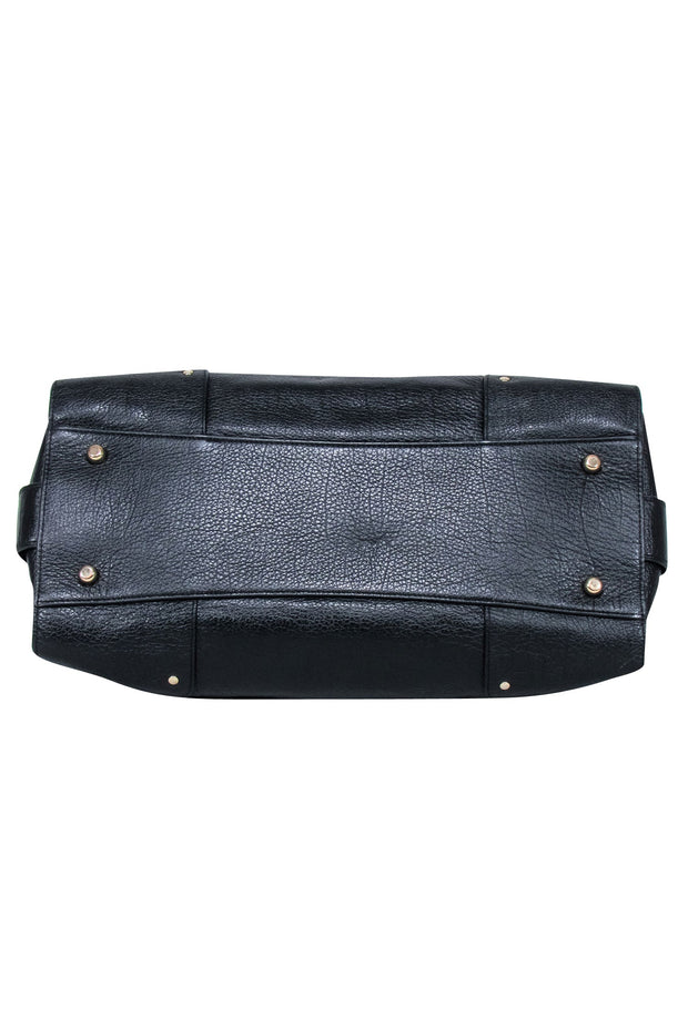 Current Boutique-Coach - Black Pebbled Leather Turn Lock Detail Satchel Bag