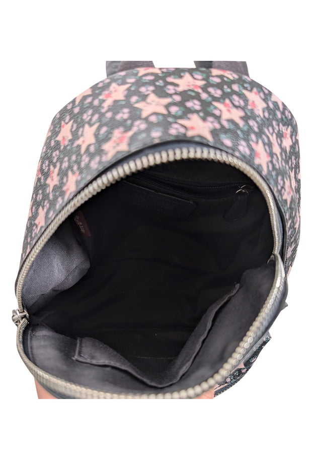 Current Boutique-Coach - Black w/ Pink Star Print Coated Canvas Mini Backpack