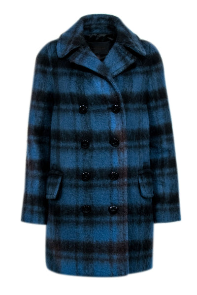 Current Boutique-Coach - Blue & Black Plaid Wool Blend Coat Sz S