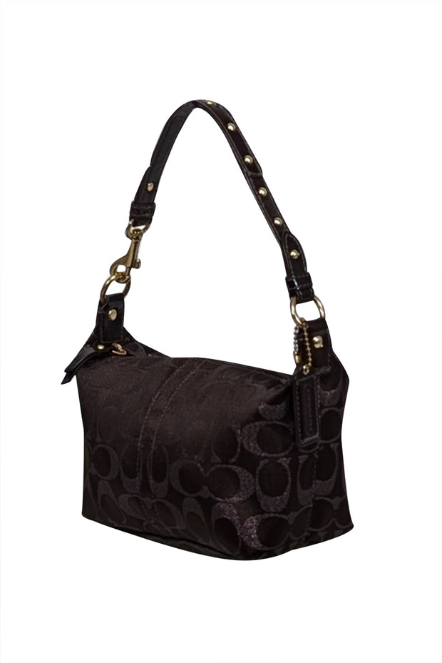 Current Boutique-Coach - Brown Metallic Monogram Mini Shoulder Bag