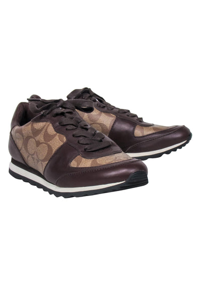 Current Boutique-Coach - Brown Monogram Lace Up Sneakers Sz 8