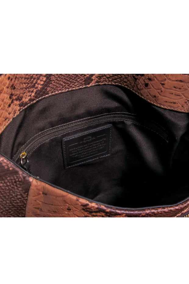 Current Boutique-Coach - Brown Snakeskin Embossed Shoulder Bag