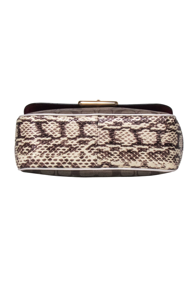 Current Boutique-Coach - Cream & Tan Monogram Lock front Crossbody Bag