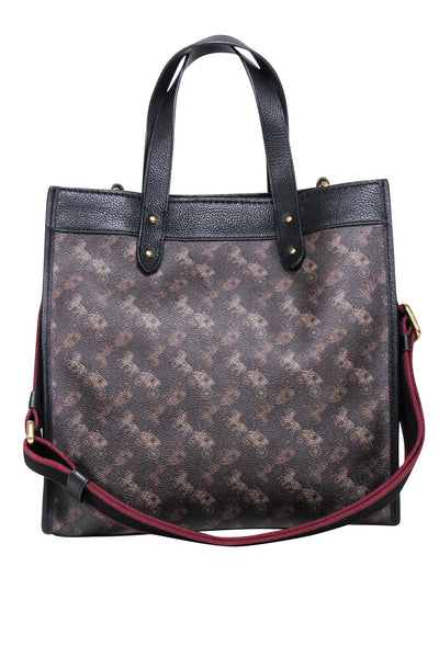 Current Boutique-Coach - Dark Brown Field Tote With Horse & Carriage Print