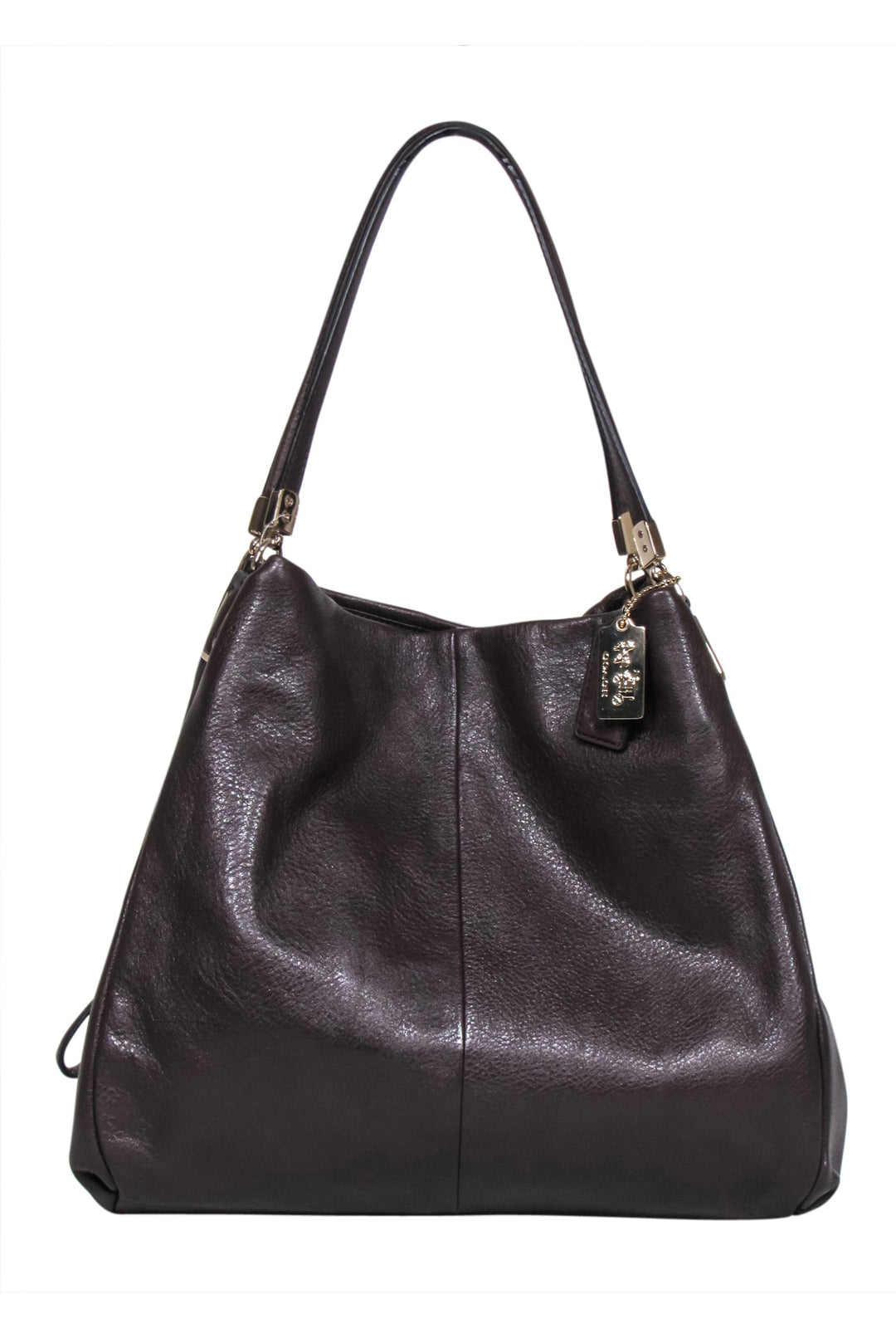 COACH Pebbled sold Leather Dark Brown - Black Hobo Tote Bag Style #5715