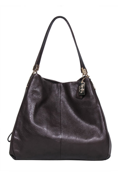 Current Boutique-Coach - Dark Brown Pebbled Leather Shoulder Bag