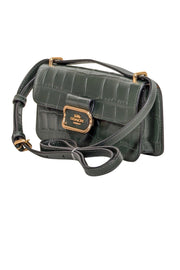 Current Boutique-Coach - Hunter Green Croc Embossed Leather Crossbody Bag