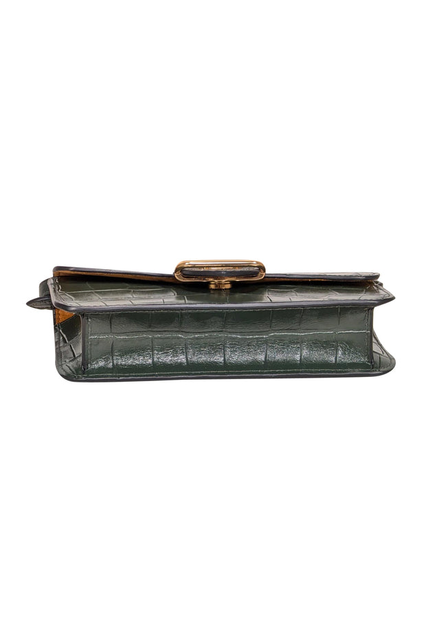 Current Boutique-Coach - Hunter Green Croc Embossed Leather Crossbody Bag