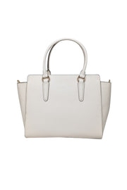 Current Boutique-Coach - Ivory Saffiano Leather Embellished Front Satchel Bag