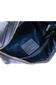Current Boutique-Coach - Metallic Navy Blue Leather Satchel Bag