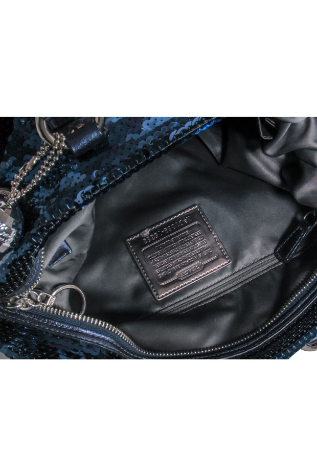 Designer COACH Navy Blue Leather Hobo Vintage Shoulder Bag Handbag Tote  Purse M | eBay