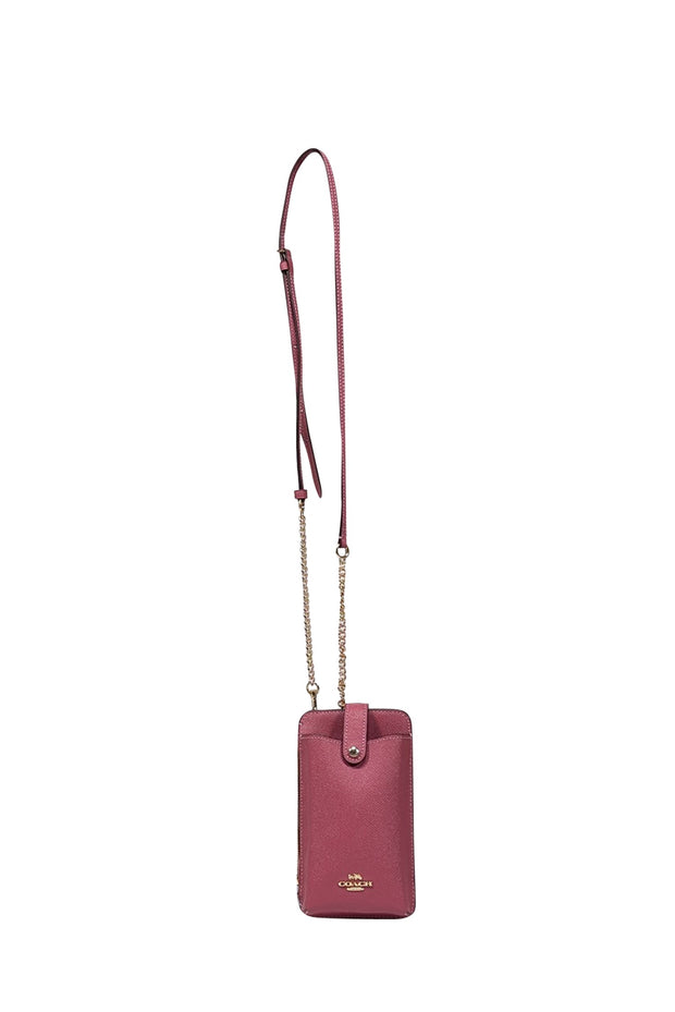 Current Boutique-Coach - Pink Saffiano Leather Phone Crossbody Bag