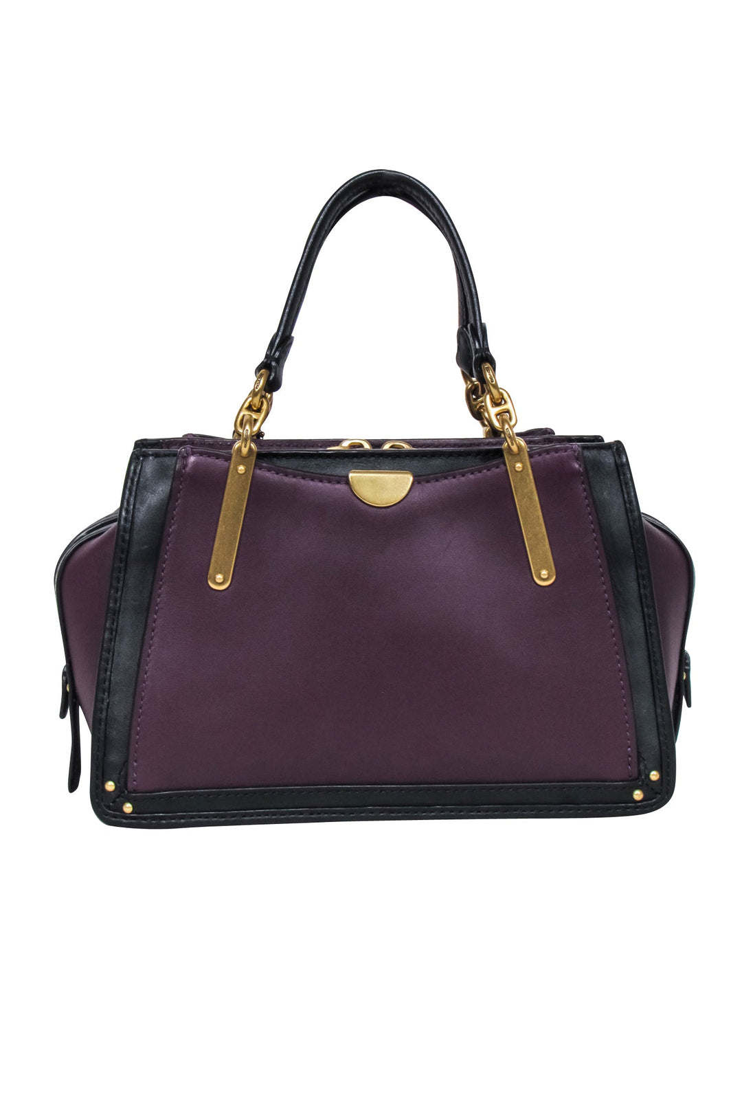 Coach handbag hotsell with strap- Black w/purple & gold accents