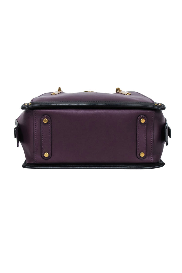 Current Boutique-Coach - Plum Purple & Black Leather Mini "Dreamer" Bag