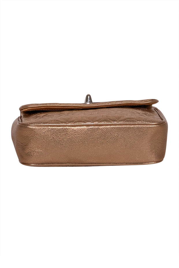 Current Boutique-Coach - Rose Gold Metallic Leather Monogram Stitched Shoulder Bag