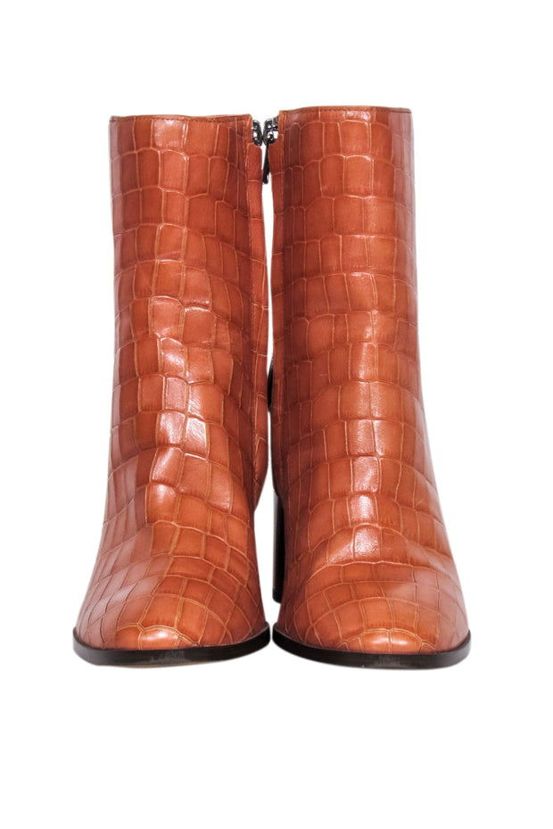 Current Boutique-Coach - Tan Reptile Embossed Heel Boot Sz 7