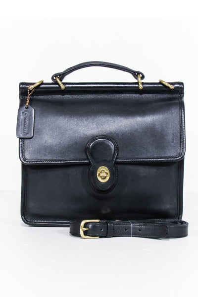 Current Boutique-Coach - Willis Black Leather Vintage Messenger Crossbody Bag