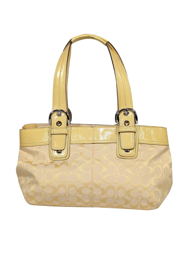 Current Boutique-Coach - Yellow Canvas Monogram Large Shoulder Bag