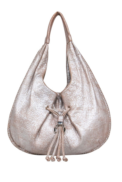 Current Boutique-Cole Haan - Beige Metallic Leather Shoulder Bag