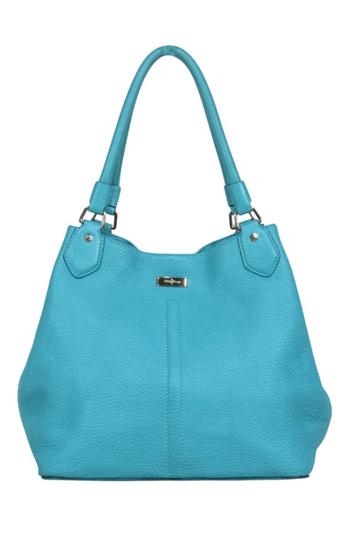 Current Boutique-Cole Haan - Turquoise Blue Pebbled Leather Tote Bag