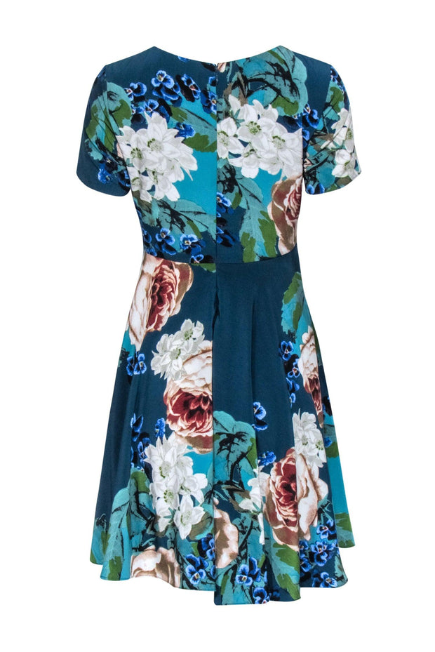 Current Boutique-Corey Lynn Calter - Short Sleeve A-line Blue Floral Dress Sz 0