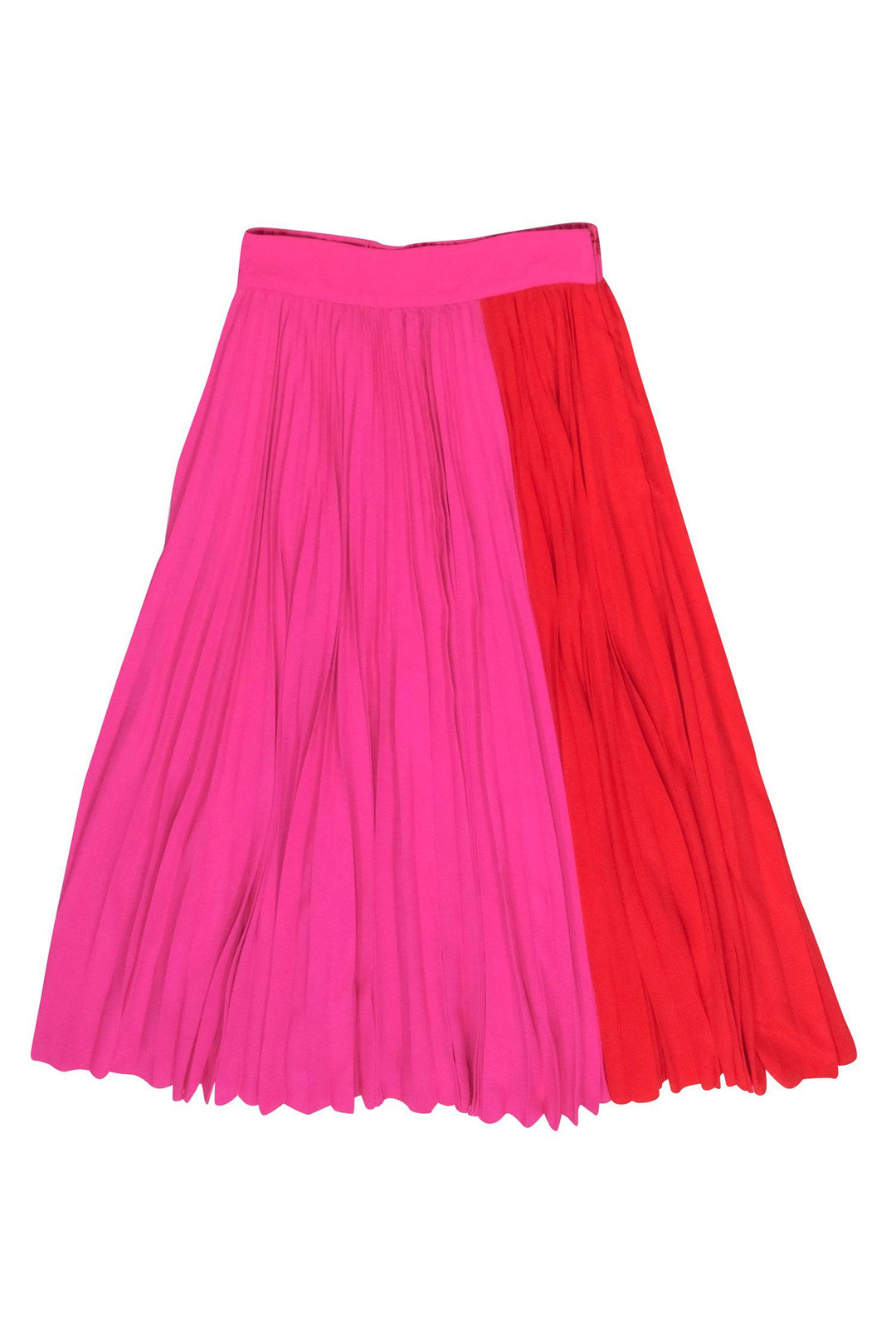 Crosby Pink Red Color Block Pleated Midi Skirt Sz S Current Boutique