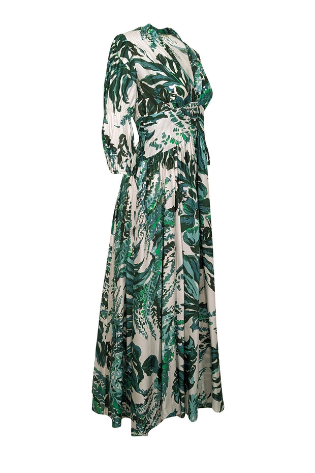 Current Boutique-Cult Gaia - Green & White Leaf Print Button Down Maxi Dress Sz S