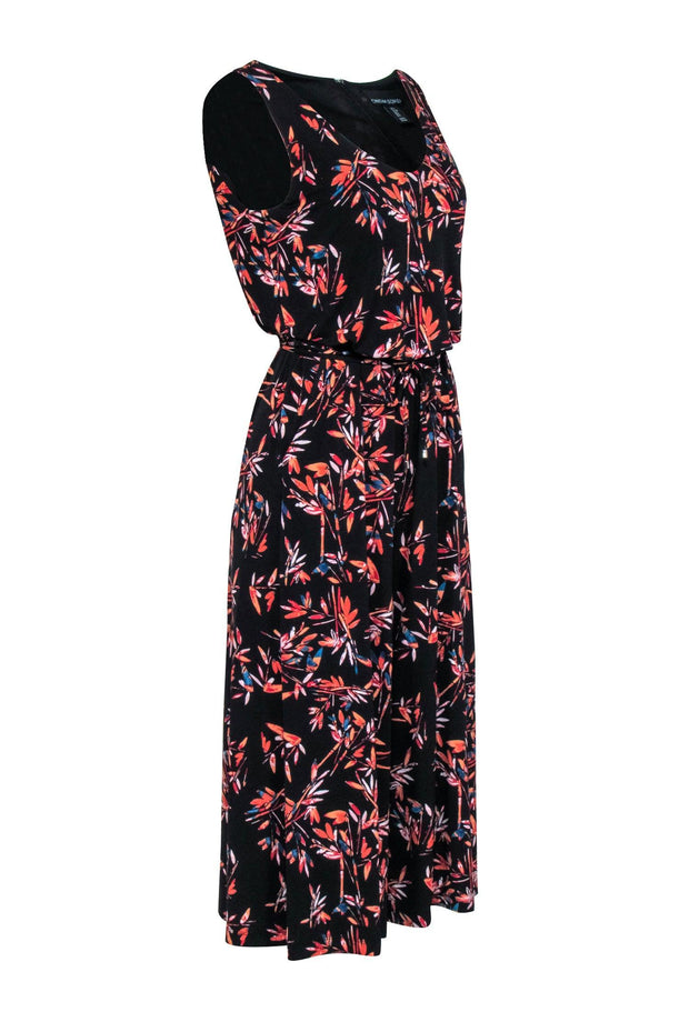 Current Boutique-Cynthia Rowley - Black & Multi Color Sleeveless Jumpsuit w/ Waist Tie Sz S