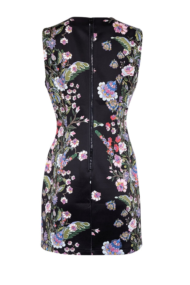 Current Boutique-Cynthia Rowley - Black & Multicolor Floral Print Sleeveless Bodycon Mini Dress Sz 8