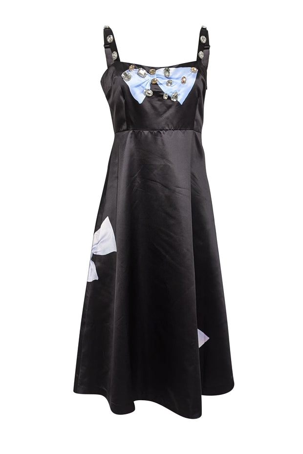 Current Boutique-Cynthia Rowley - Black Sleeveless Bow & Rhinestone Detail Dress Sz 4