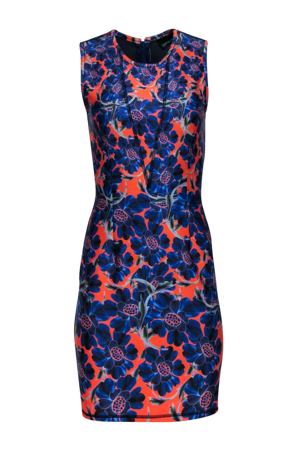 Current Boutique-Cynthia Rowley - Blue & Orange Floral Scuba Knit Dress Sz 10