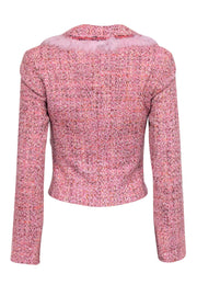 Current Boutique-Cynthia Steffe - Pink Tweed Rabbit Fur Trim Blazer Sz XS
