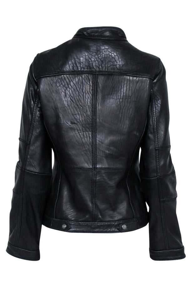 Current Boutique-DKNY - Black Leather Biker Jacket Sz M