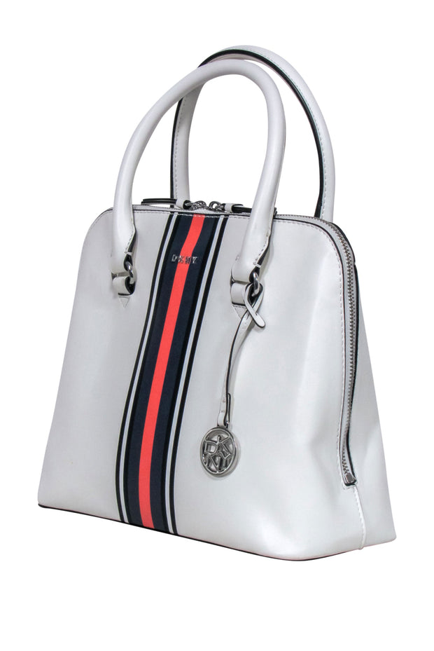 Current Boutique-DKNY - Ivory Structured Middle Strip Handbag